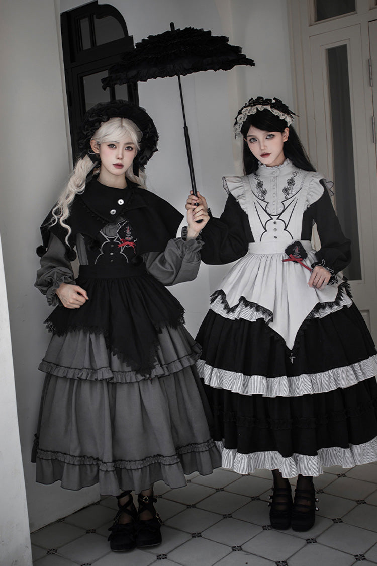 Gothic Lolita Castle Night Long-Sleeved Ruffle Embroidery Dress
