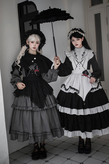 Gothic Lolita Castle Night Long-Sleeved Ruffle Embroidery Dress
