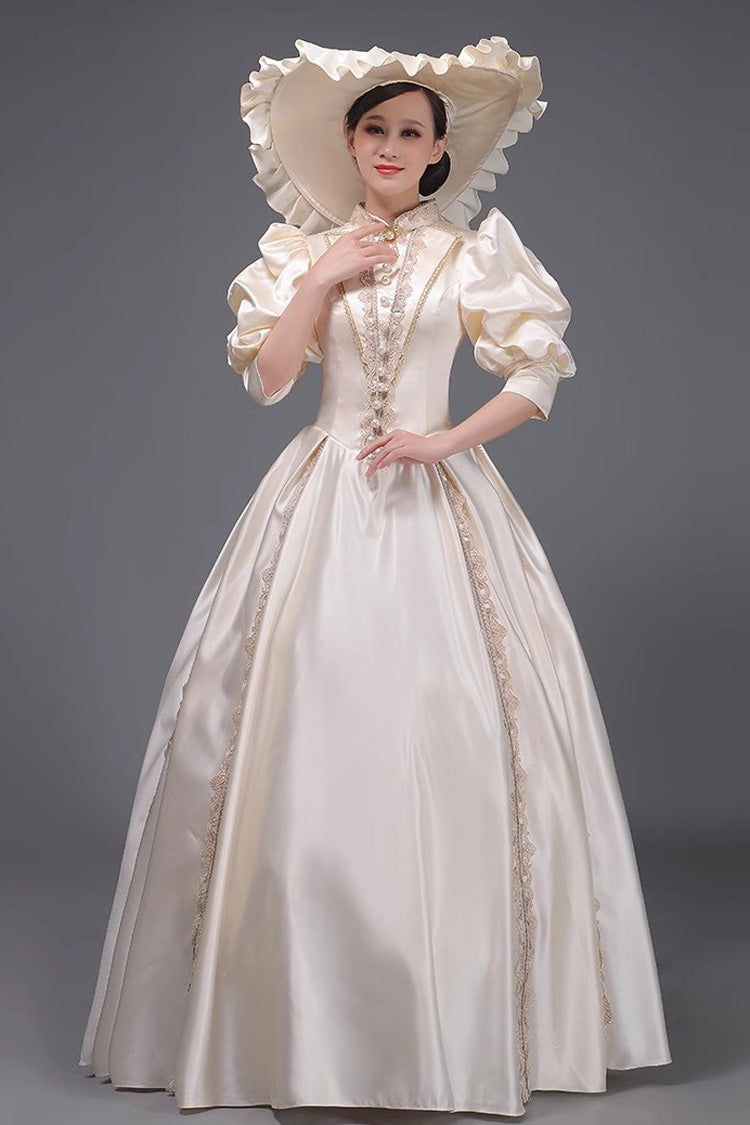 Short Sleeve Vintage Princess Dress in Champagne