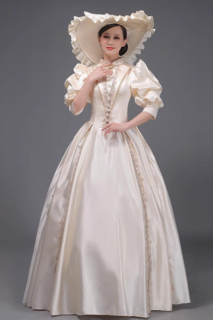 Short Sleeve Vintage Princess Dress in Champagne