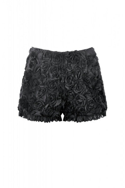 Gothic Mini Shorts with 3D Floral Jacquard and Lace Trim for Her