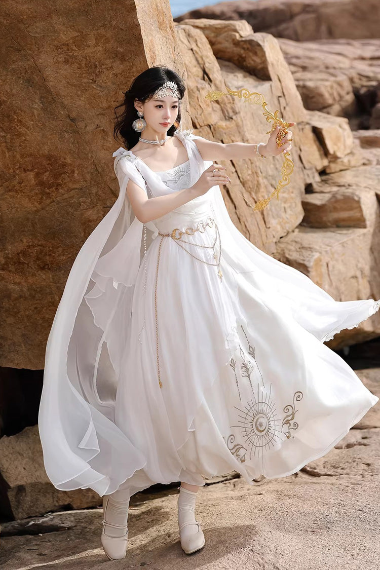 Chain Decorated Sweet Elegant Lolita Dress - White Aurelia of the Holy Light