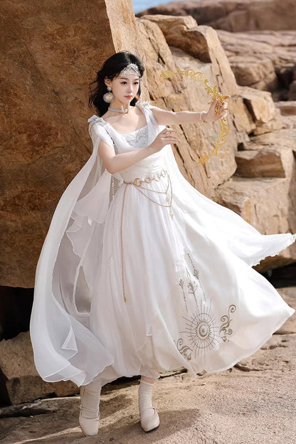 Chain Decorated Sweet Elegant Lolita Dress - White Aurelia of the Holy Light