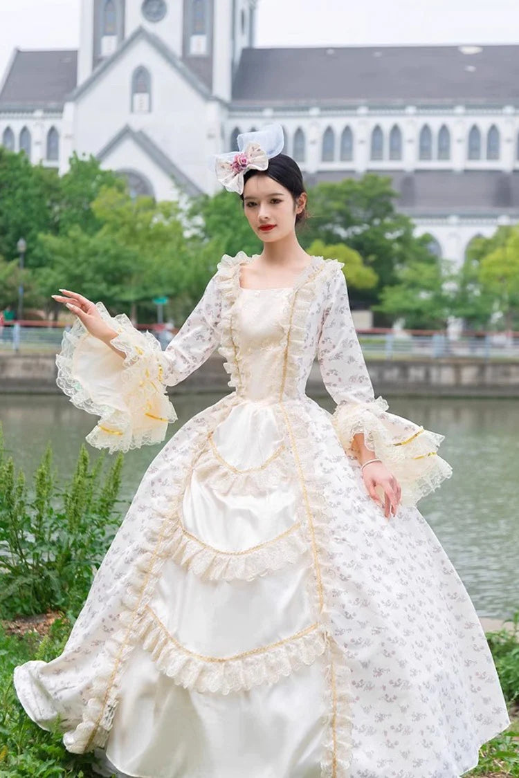 Court Print Cardigan Dress for Princess Style