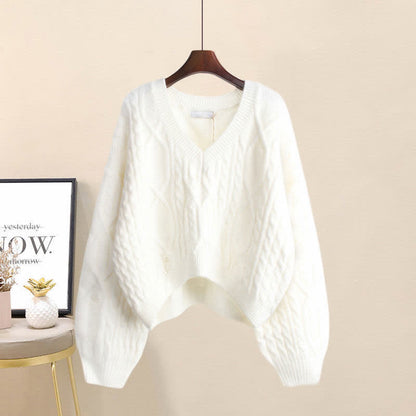 Elegant Knit Flouncing Slip Set Dress Cable Sweater