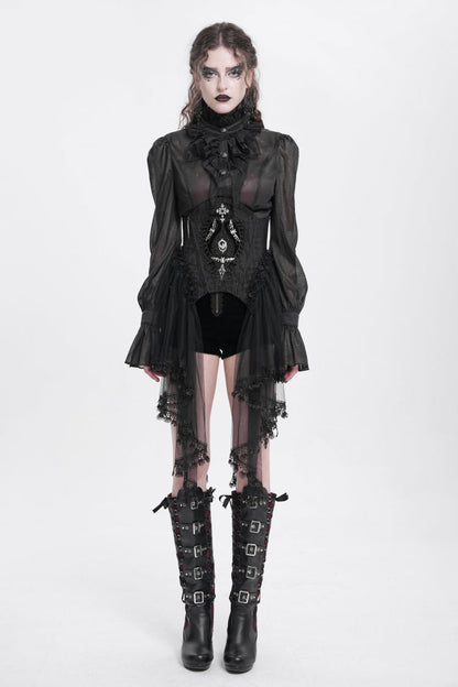 Gothic Underbust Corset with Mesh, Lace, and Lacing