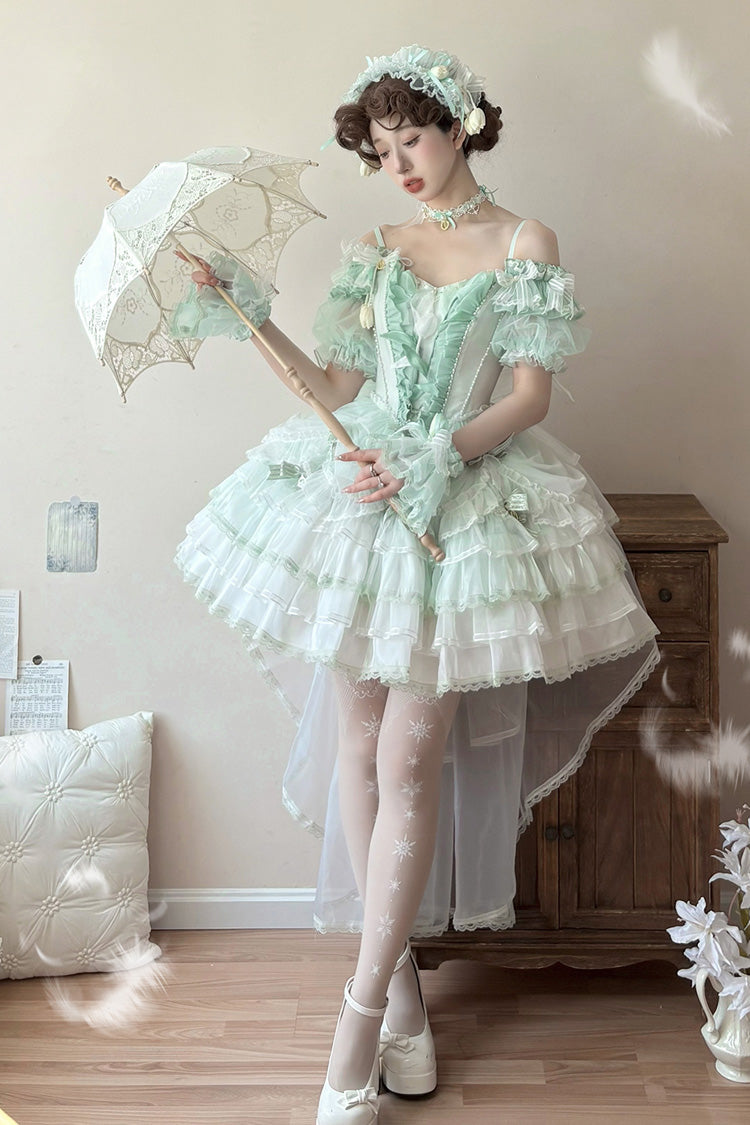 Emerald Layered Lace Bowknot Lolita JSK - Tulip Wind Chime