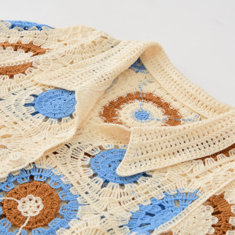 Hollow Set Denim Fringed Pants Split Floral T-Shirt