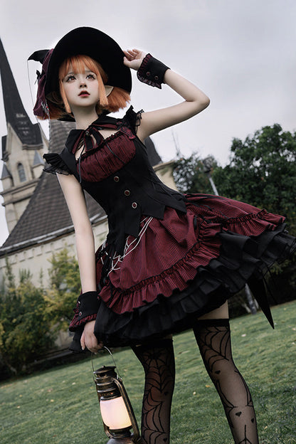 Potions Triple-Layered Ruffle Gothic Lolita Dress - Noir