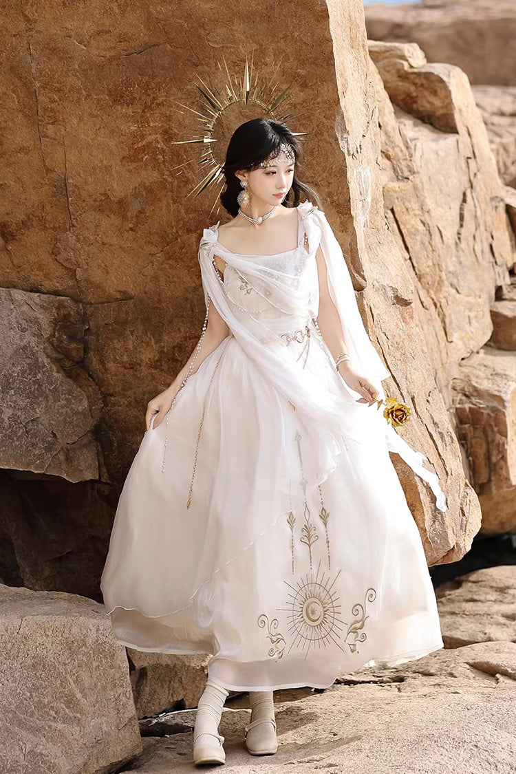 Chain Decorated Sweet Elegant Lolita Dress - White Aurelia of the Holy Light