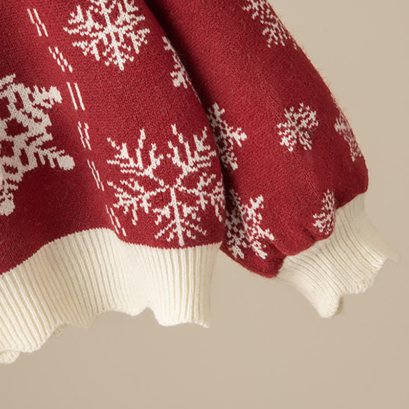 Fuzzy Flouncing Dress Sweater Print Slip Ball Snowflake