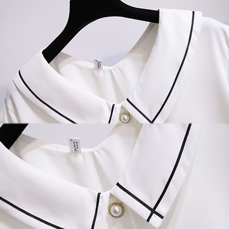 High Front Skirt T-Shirt Button Waist Chiffon