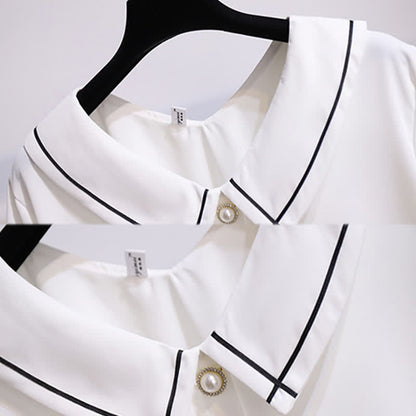 High Front Skirt T-Shirt Button Waist Chiffon