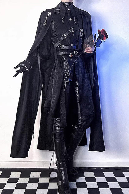 Long-Sleeve Gothic Ouji Trench Coat for Men