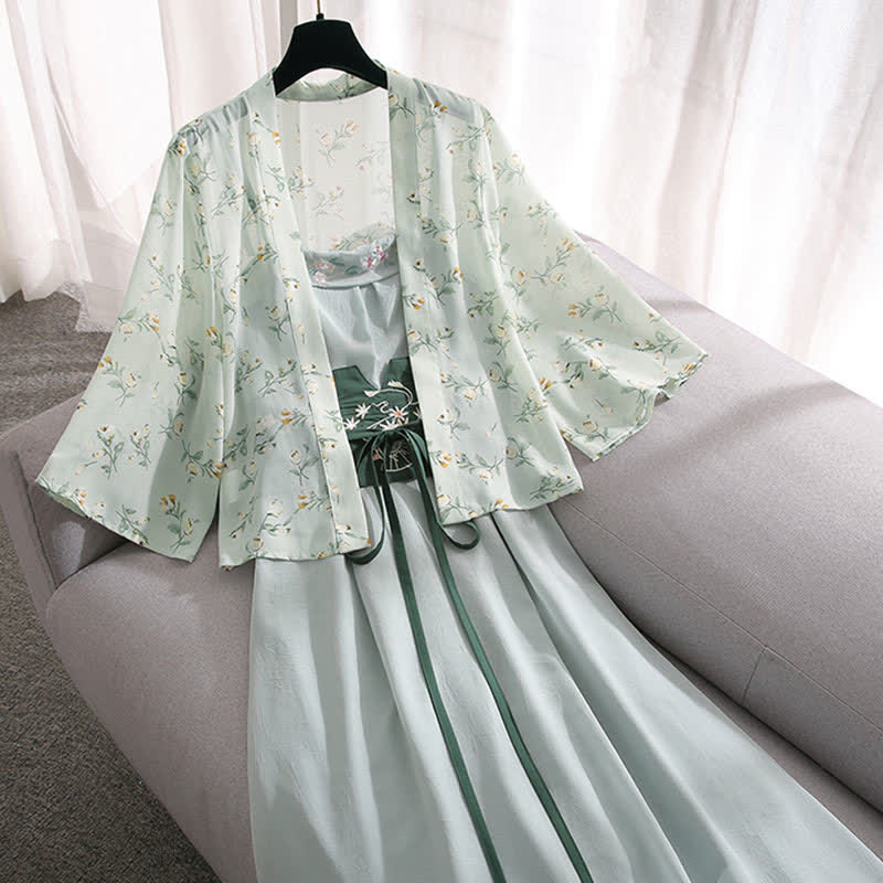 Robe nuisette brodée à motif floral Hanfu vintage