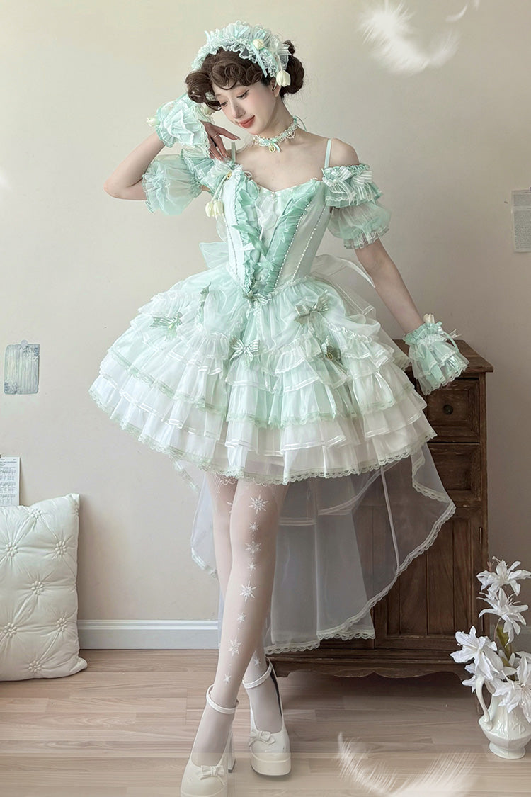 Emerald Layered Lace Bowknot Lolita JSK - Tulip Wind Chime