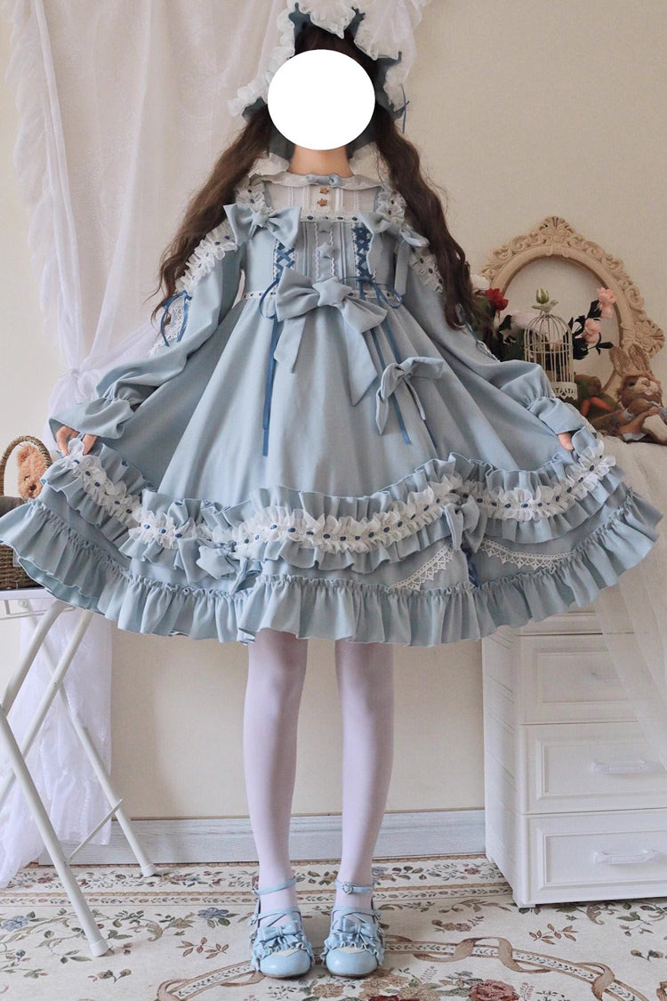 Ruffle Embroidered Ribbon Sweet Lolita Dress Trio