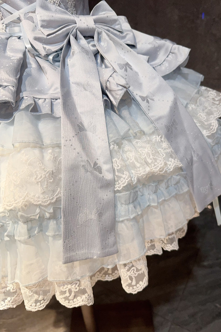 Sleeveless Ballet JSK with Multi-Layered Ruffles and Bow