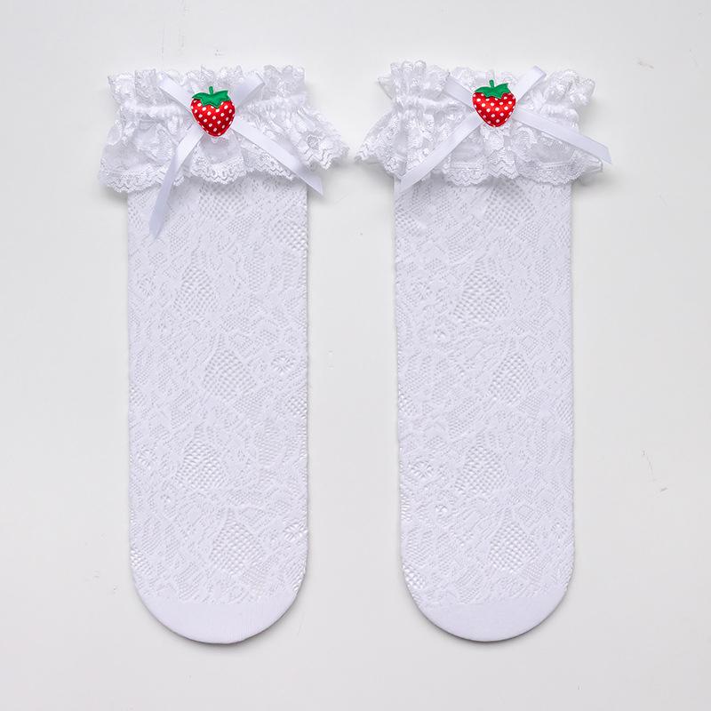 Strawberry Lace Bow Lolita Stockings