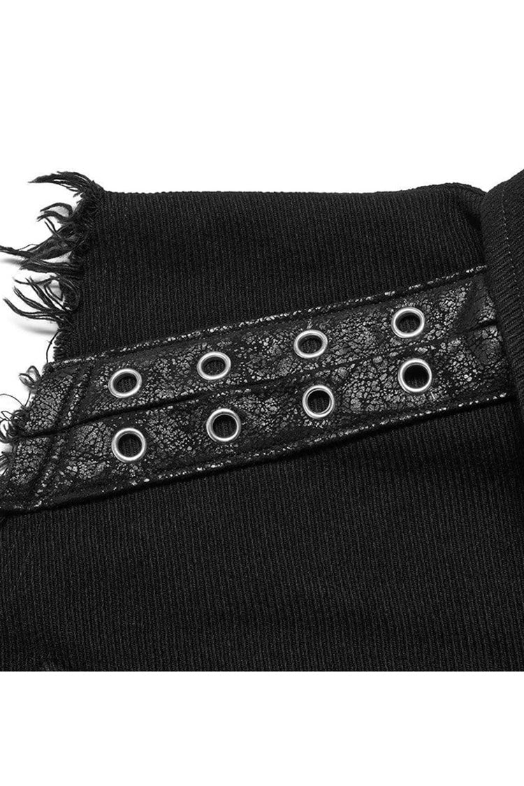 Mens Sleeveless Twill Vest with Flap Pockets and Metal Accents