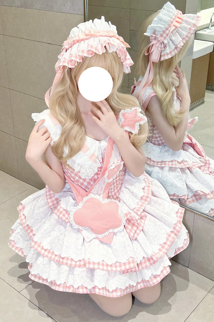 Rose Star Grant Angel Triple Layer Print Ruffle Sweet Lolita Dress