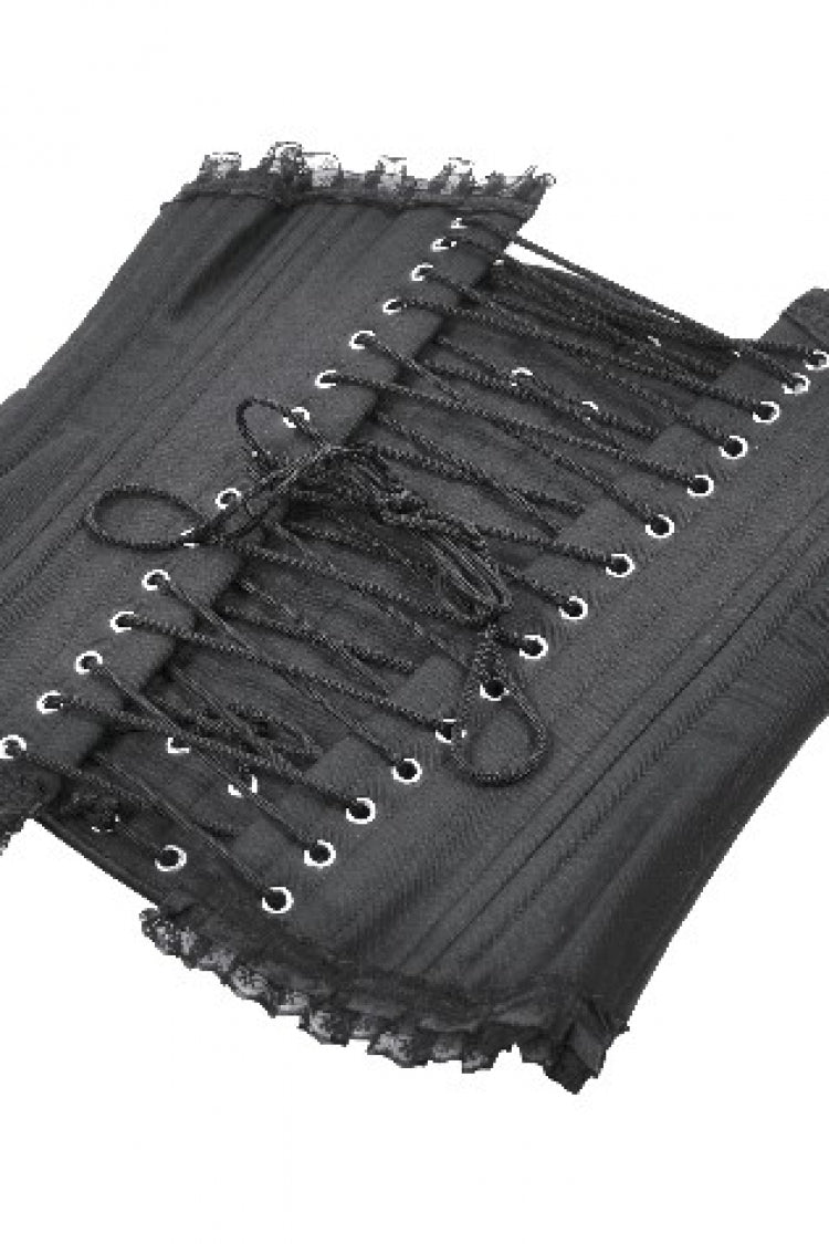 Underbust Corset with Lace-Up and Asymmetric Hem - NoirEdge