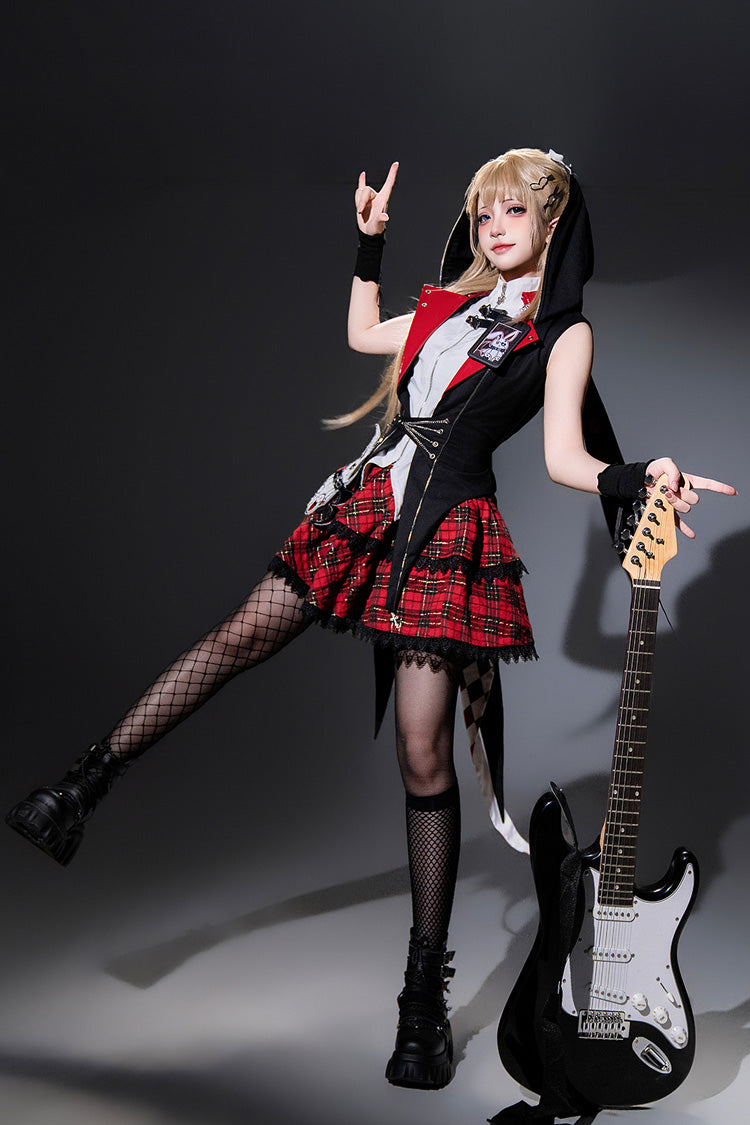Rock Bunny Punk Lolita Skirt Set with Embroidery - Noir