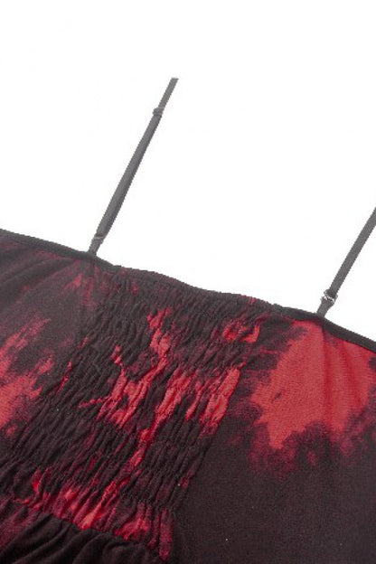 Scarlet Sleeveless Mesh Hem Asymmetrical Tie-Dyed Slip Dress