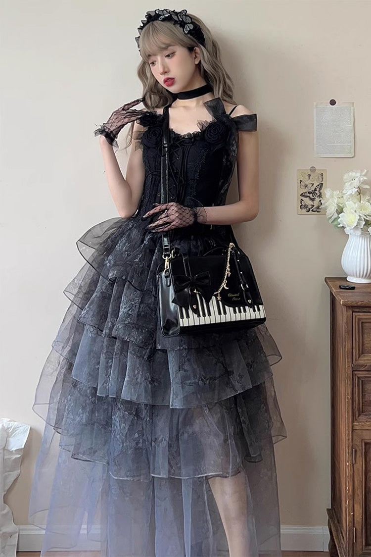 Sac à main avec nœud papillon et motif valse pour piano