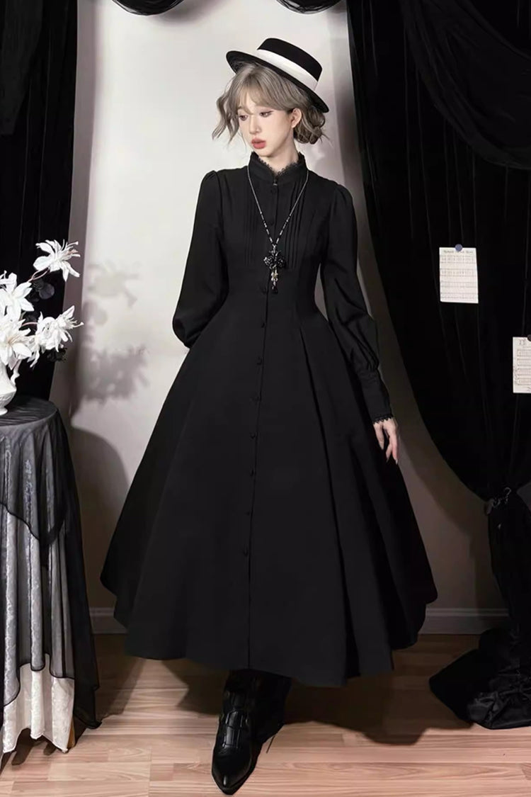 Long Puff Sleeves Gothic Elegant Dress - Astrea