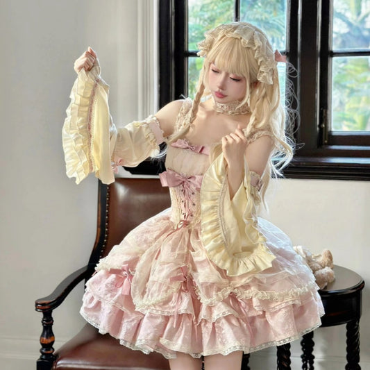 【Prévente pendant 30 jours】Robes Lolita à nœud rose doux