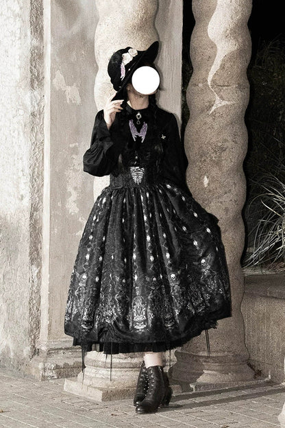 Printed Boned Elegant Gothic Skirt