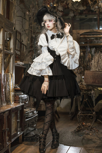 Gothic Princess Lolita Strap Dress with Cardigan and Bow