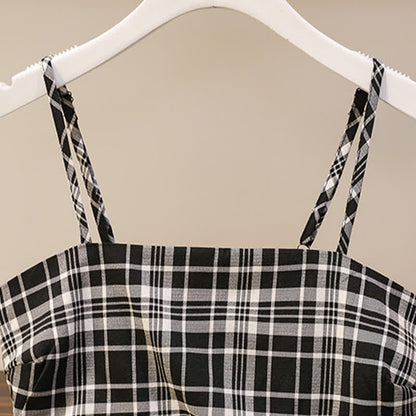 Slip Lattice Drawstring Size Plus Dress Set