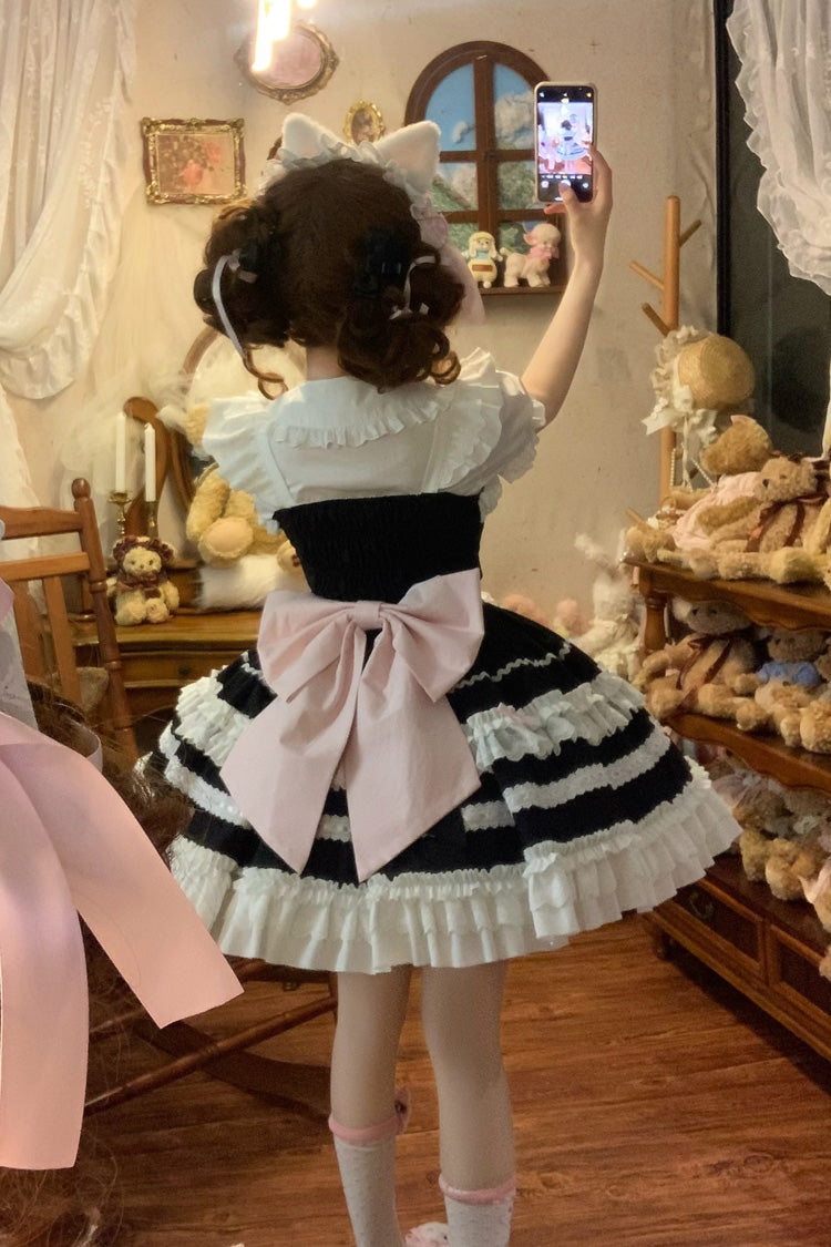 Multi-Layered Ruffled Bowknot Lace Princess JSK