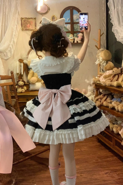 Multi-Layered Ruffled Bowknot Lace Princess JSK