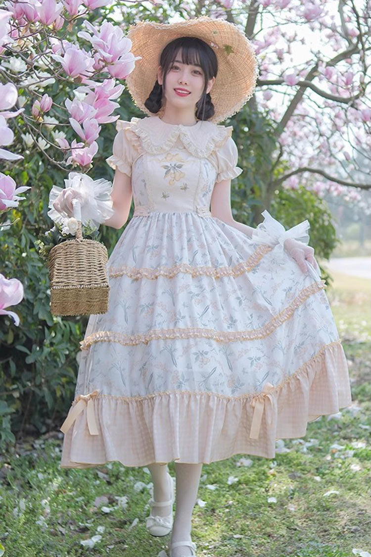 Butterfly and Cherry Embroidered Ruffled Sweet JSK Gown
