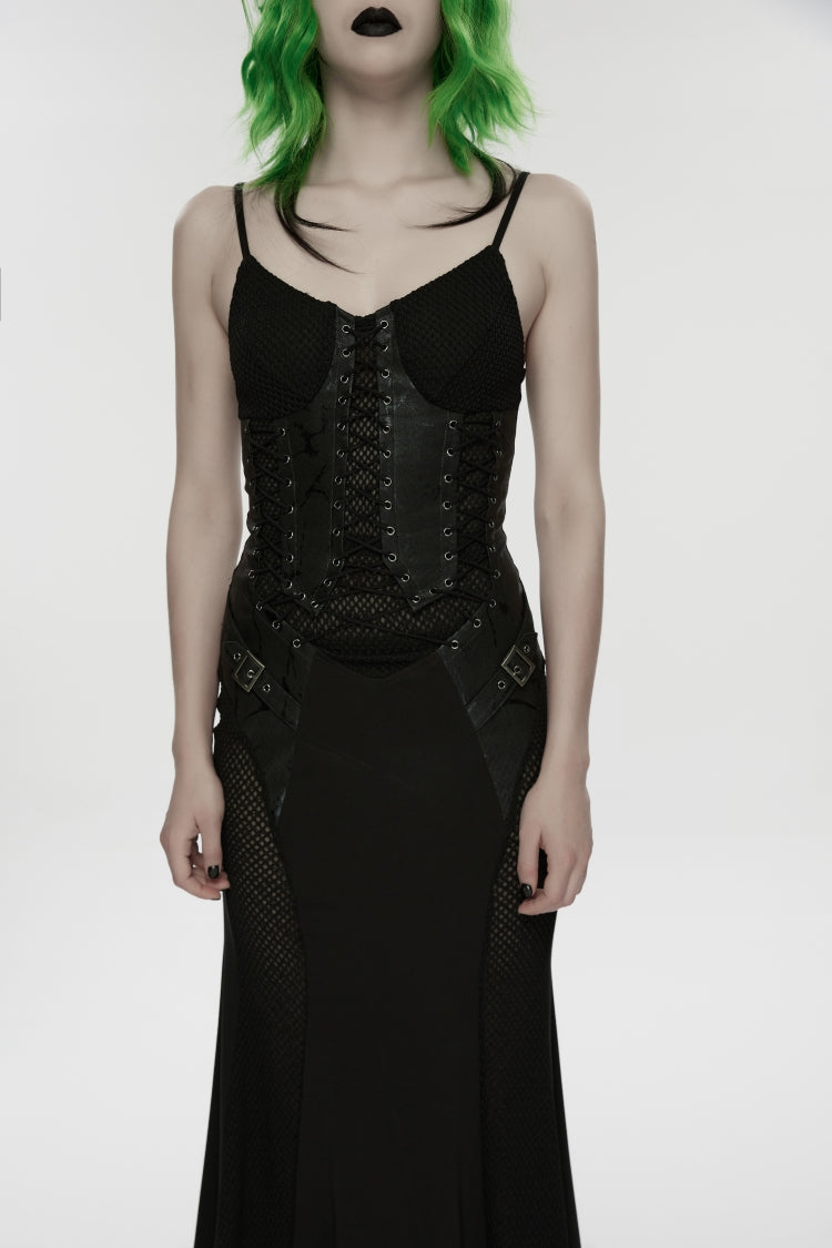 Lace-Up Buckled Eyelet Punk Jsk Dress