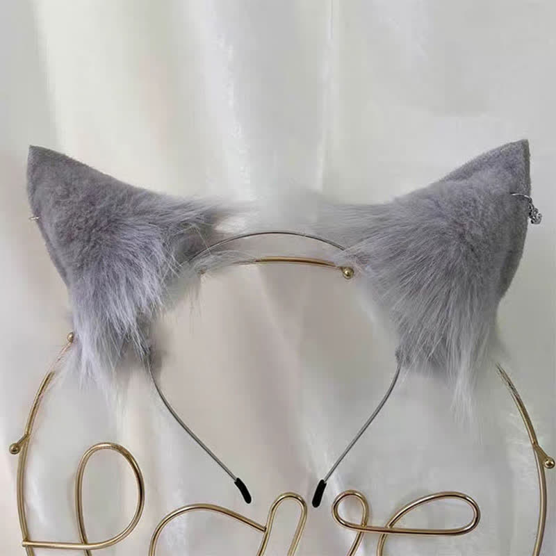 Accessoire de serre-tête avec oreilles de loup en fourrure