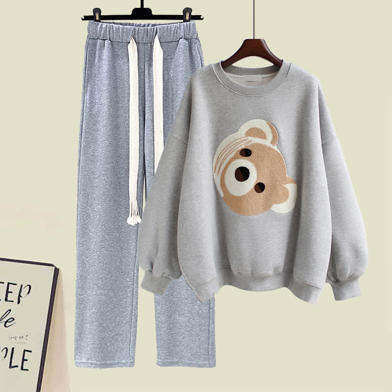 Draw Sweatshirt Pants String Cute Casual Bear