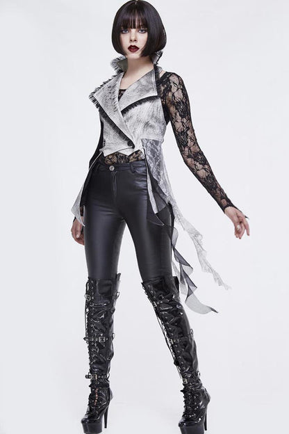 Ivory Laced Up Asymmetrical Hem Gothic Corset Waistcoat