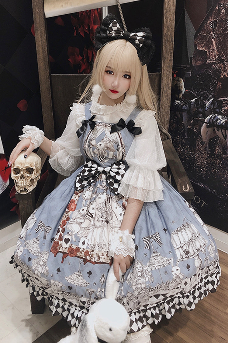 Alice Bunny and Princess Party Print Sleeveless Bow Gothic JSK