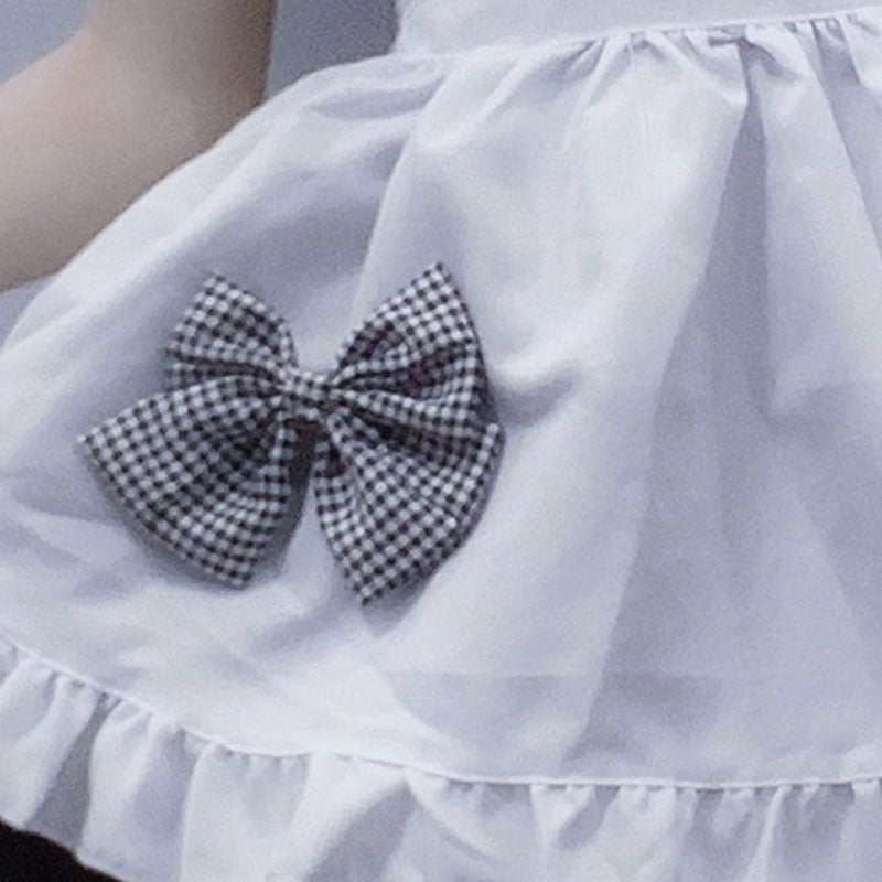 Robe de costume Lolita à volants et nœud papillon à carreaux Kawaii