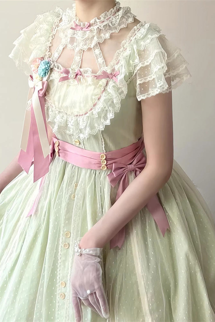 Emerald Ruffled Bow Lolita JSK Long - Sakura Spring