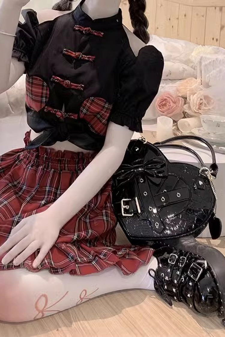 Lolita Heart Shaped Bowknot Buckle Bag