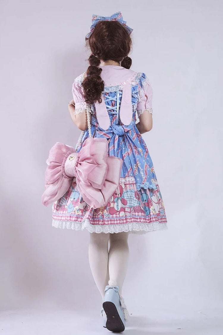 Grand sac à dos lolita rose avec nœud papillon