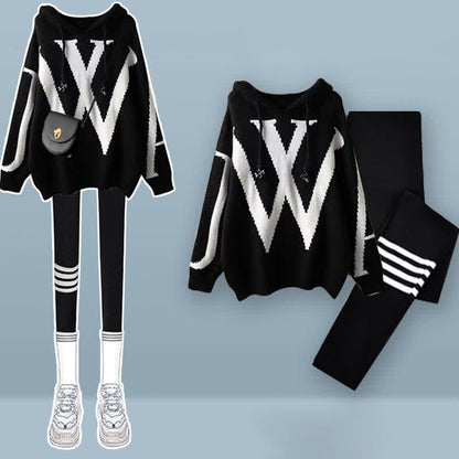 Casual Pants Hooded Soft Sweater Colorblock