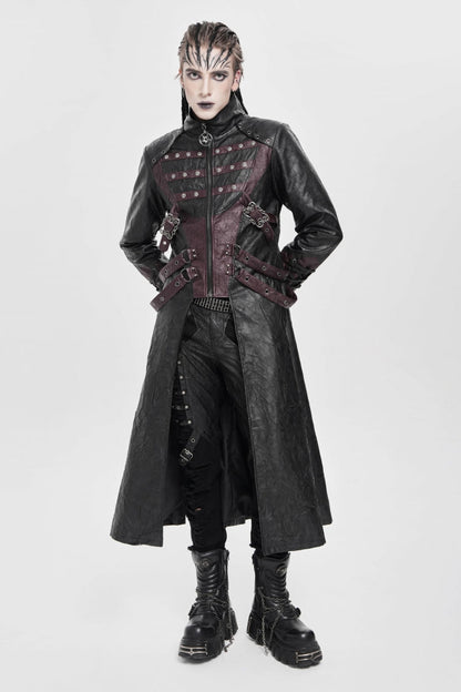 Stand Collar Zipper Straps Eyelet Punk Coat