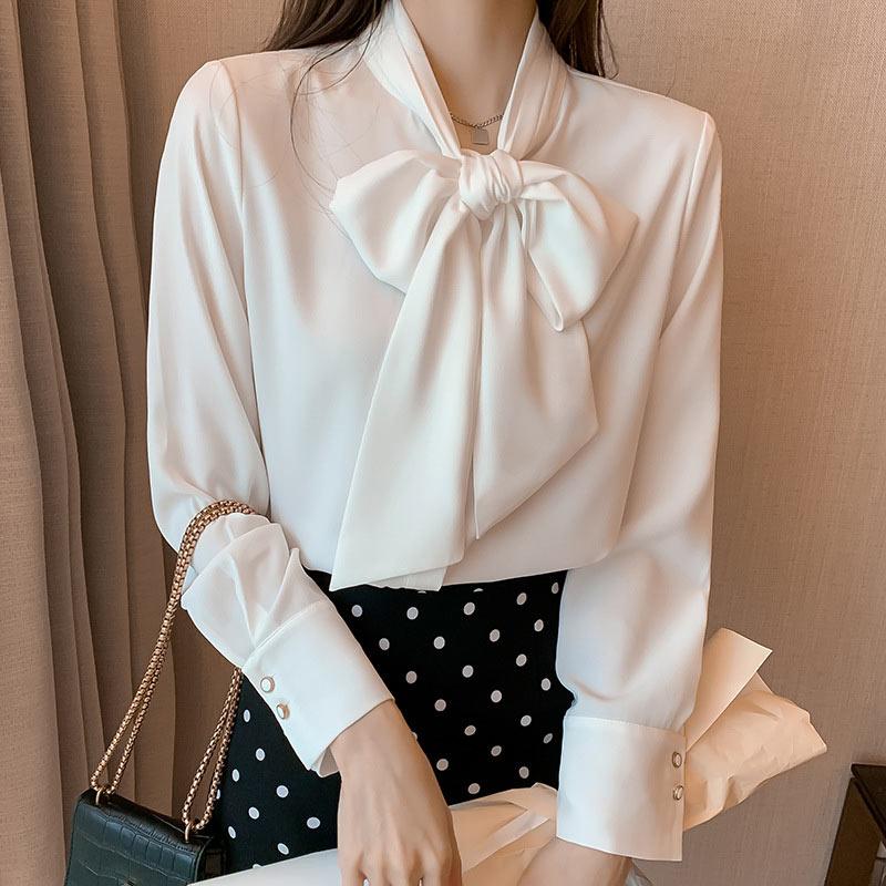 Elegant Stand-Up Collar Bow Loose Shirt