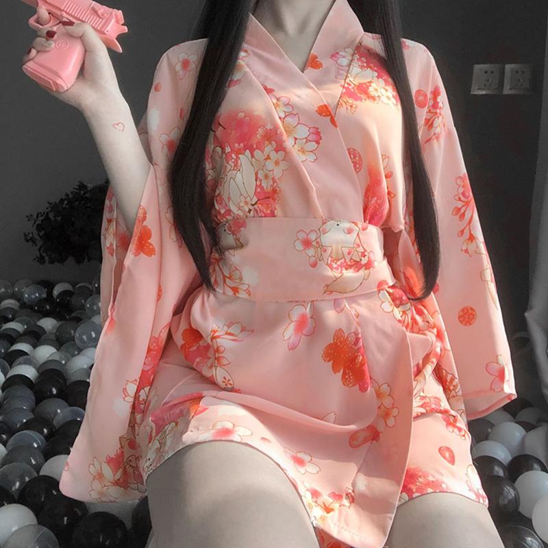 Sakura Floral Vintage Print Kimono Lingerie